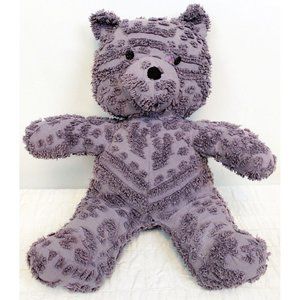 VTG Handmade 19" Purple Chenille Sitting Teddy Bear Plush Stuffed Animal Toy